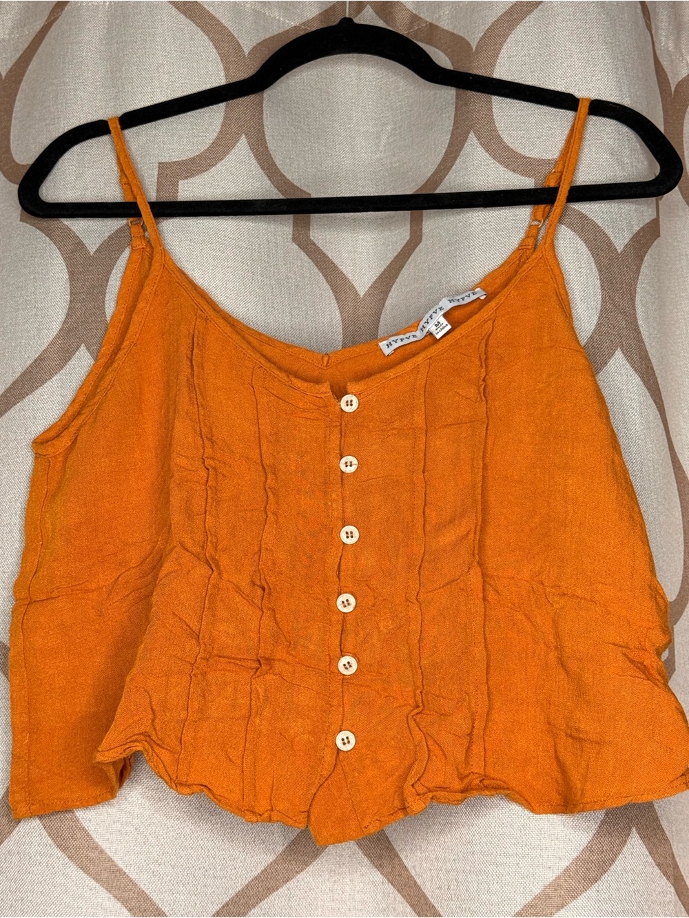 Women's Orange Button-Front Linen Cami Top